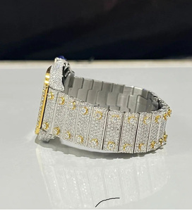 VVS Lab Diamond Watch Lujo Personalizar Hip Hop Skeleton relojes Reloj mecánico con oro amarillo correa de acero inoxidable CVD - Product Image 4