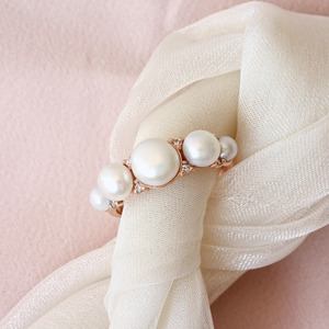Anillo de Perlas de Agua Dulce Grado AAAAA, Banda Minimalista de Plata de Ley 925 Maciza Chapada en Oro Rosa, Anillo de Compromiso y Boda para Mujer - Product Image 4