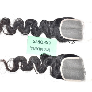 Vague naturelle couleur noire 5*5 fermeture pas cher cuticule aligné vierge indien brut Temple cheveux humains sans enchevêtrement Style Bodywave - Product Image 5