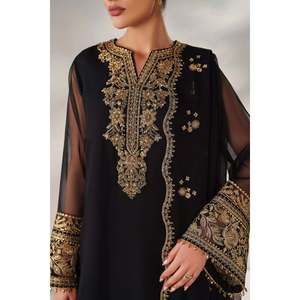 Vestido elegante de gasa bordado con corte en A PR-1250 - Product Image 3