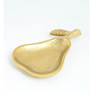 จานชามเสิร์ฟผลไม้ดีไซน์ไม่เหมือนใครทำจากโลหะหล่อทรงลูกแพร์โทนสีทอง - Product Image 1