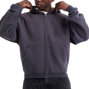 Sweats à capuche personnalisés pour hommes, poids lourd, délavés à l'acide, avec fermeture éclair, surdimensionnés 100% coton, éponge française, décontractés, épaules tombantes, coupe boxy, sweats à capuche avec fermeture éclair - Product Image 3