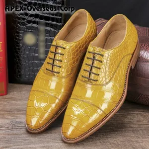Sepatu pantofel kulit sapi asli, sepatu oxford berenda klasik Modern untuk pria