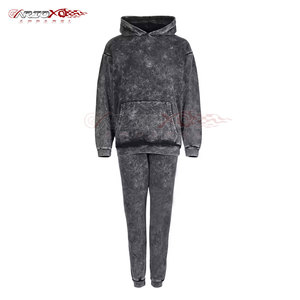 Ensemble de survêtements délavés à l'acide pour femmes avec texture élégante et pantalon ample Pullover Hoodie Women Acid Wash Tracksuit - Product Image 6