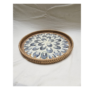 Prêt à expédier rotin naturel à bas prix avec incrustation de nacre servant des plateaux de rangement pour plateaux décoratifs en gros Vietnam - Product Image 4