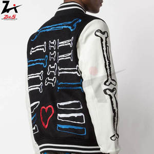 Meilleures ventes de vestes universitaires en toile pour hommes avec logo personnalisé à l'avant col Mandarin coupe-vent hiver mode décontractée - Product Image 4