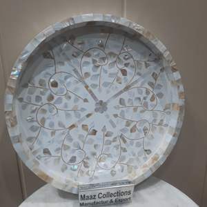 ถาดเสิร์ฟไม้เนื้อแข็งทำมือ ดีไซน์ทันสมัย เป็นมิตรกับสิ่งแวดล้อม ประดับมุกอินเดียและกระดูกงู ดีไซน์หรูหราสำหรับใส่เค้กและอาหาร - Product Image 6