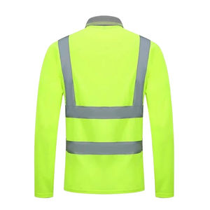 Piqué de coton tricoté haute visibilité haute visibilité pour polo vêtements de travail de protection avec bandes de sécurité réfléchissantes techniques imprimées - Product Image 4