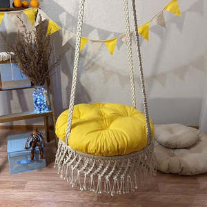Silla Hamaca Boho de Macramé Hecha a Mano de Lujo, Diseño Elegante con Cuerda de Algodón Artesanal para Uso en Interiores/Exteriores - Product Image 1
