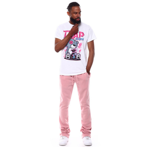 Pantalon de survêtement évasé rose longue longueur pour hommes Style décontracté pantalon de sport confortable et durable - Product Image 6