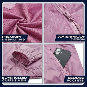 High Quality <b>Lightweight</b> Men's Polyester Windbreaker <b>Jacket</b> Custom Waterproof Hooded Casual Sports Windbreak Front Logo Position - Product Image 3