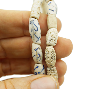 Authentique Africain Ghana Perles De Verre Ancienne Fleur Blanche Vénitienne Conception En Gros En Vrac Achat Cristal Lampwork Tribal Commerce Perles - Product Image 3