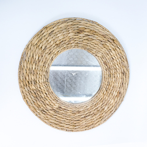Water hyacinth mirrors for home decoration good quality woven mirror low cost for retailer - Product Image 4