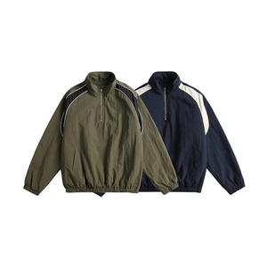 Nuevo diseño personalizado cortavientos trabajo media cremallera multi bolsillo gabardina alta calidad delgada larga prendas de vestir exteriores - Product Image 1