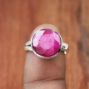 Ruby <b>Ring</b> 925 <b>Silver</b> Round Stone Designer <b>Boho</b> Gift <b>Ring</b> - Product Image 1