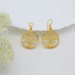 Pendientes Colgantes con Diseño Encantador, Árbol de la Vida, Joyería de Latón para Mujer, Chapados en Oro de 18k, Redondos, Estilo Boho, para Venta al por Mayor/OEM/ODM - Product Image 3