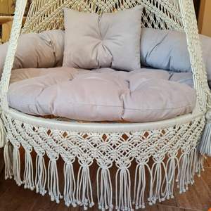 Silla Colgante de Macramé Hecha a Mano, Estilo Boho, para Interiores y Exteriores, Hamaca de Algodón, Silla de Macramé - Product Image 2