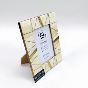 Tradebyd-Marco de fotos de madera hecho a mano con incrustaciones creativas de hueso y Cuerno, marco decorativo artesanal de forma cuadrada para regalar - Product Image 3