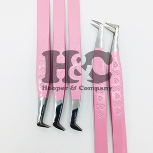 Pinzas para Extensión de Pestañas con Mango en Forma de Corazón, Color Rosa Claro, Pinzas Sólidas para Pestañas, Pinzas de Visón Sostenibles, Embalaje con Logotipo - Product Image 3