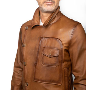 แจ็กเก็ตหนังขี่มอเตอร์ไซค์สำหรับผู้ชาย, เสื้อแจ็คเก็ตหนังขี่มอเตอร์ไซค์หนังแกะแท้สไตล์วินเทจเสื้อแจ็คเก็ตขี่มอเตอร์ไซค์ - Product Image 4