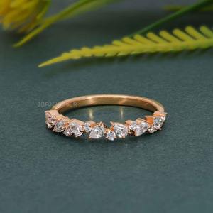 Tendencia IGI certificado VVS pera corte laboratorio cultivado diamante 14K oro sólido boda banda anillo fino moda lujo mujeres joyería regalos - Product Image 4