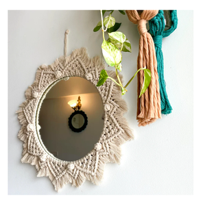 Espejo montado en la pared de macramé de diseño antiguo, el mejor acabado más exigente, decoración navideña para sala de estar y decoración del hogar - Product Image 1