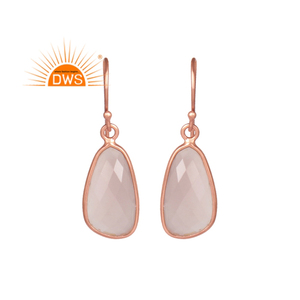 Pendientes colgantes de piedras preciosas de Calcedonia Rosa chapados en oro rosa de plata de ley de nuevo diseño, joyería para mujer, regalo para ella - Product Image 1
