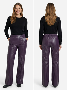 Pantalones de Cuero Personalizados para Mujer, Corte Recortado, Cintura Elástica, Bolsillos, Estilo Moderno, Uso Diario, Ajuste Cómodo, Tendencia - Product Image 3