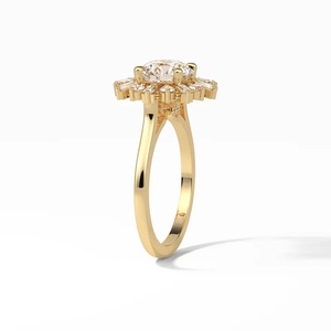 Anillos de Moissanita con Engaste Pavé en Forma de Corazón, Chapados en Oro de 14K, Diseño Atractivo, Exportación India, Joyería Certificada GRA para Mujer - Product Image 5