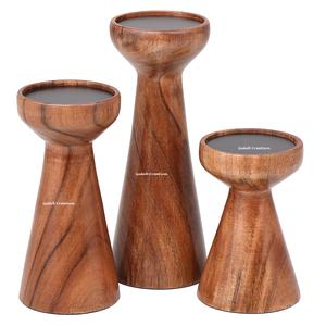 Bougeoir en bois de manguier fabriqué à la main support en bois rustique pour la maison, la table et la décoration d'événement - Product Image 2