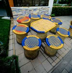 Conjunto otomano de silla de ratán de bambú Natural antiguo elegante, muebles de restaurante para uso en Hotel, hogar y oficina - Product Image 6