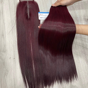 Extensions de cheveux humains vierges vietnamiennes SDD, lisses et raides, colorées, en mèches et fermeture en dentelle, fournitures en gros - Product Image 4