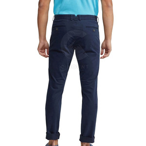 กางเกงผ้าฝ้าย100% น้ำหนักเบาสำหรับผู้ชาย, กางเกงลำลองมีสายรัดเอวโค้งสีเข้มซักแบบรัดรูป - Product Image 2