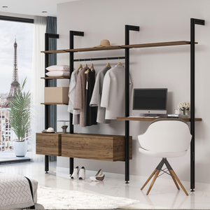 Kit staffa Zero Zamak lungo 1 m Emuca 7022454 verniciato nero spagna include 1 ripiano in legno 1 modulo 1 barra sospesa - Product Image 4