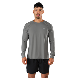 <b>Mens</b> Customized Grey Long Sleeve Crew Neck <b>Silk</b> Screen Fleece Polyester/Cotton T-<b>Shirt</b> Soft Breathable Lightweight Regular Fit - Product Image 1