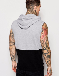 Custom <b>Men's</b> 100% Cotton Pique Fleece <b>Hoodie</b> <b>Sleeveless</b> Sweatshirt with 1/4 Zip Thermal Hooded Jacket for Winter Printed Pattern - Product Image 2
