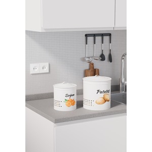 Cesta de Metal de 2 Niveles para Patatas y Cebollas con Tapa Metálica - Cesta para Verduras - Cesta de Almacenamiento para Patatas y Cebollas Blanca/Blanca - Product Image 6