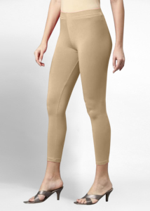 Trendmalls Women's Super Combed Cotton Elastane Stretch Knitted Comfortable Cropped <b>Leggings</b> Ultrasoft Waistband (WL01-Beige) - Product Image 3