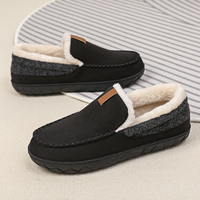 Chaussons d'intérieur pour hommes, chauds, antidérapants, doux, en daim synthétique, doublure en peluche, faciles à enfiler, grande taille, OEM disponible