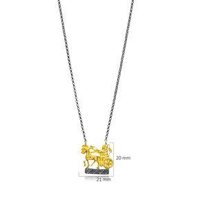 Collier à breloques en or 22 carats avec design de chariot ancien Vente en gros de bijoux turcs en argent sterling 925 faits à la main - Product Image 2