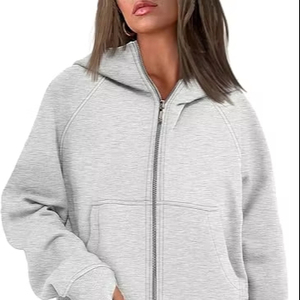 Sudadera con capucha y sudaderas de lana de alta calidad Sudadera con capucha de lana personalizada Diseño de mujer Sudadera con capucha y sudaderas de lana de gran tamaño para adultos a cuadros - Product Image 1