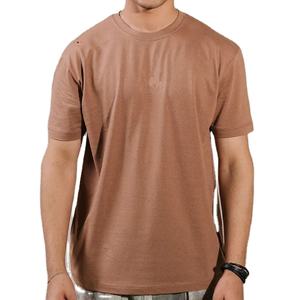 เสื้อยืดคุณภาพสูง 100% ผ้าฝ้าย สำหรับผู้ชาย ทรงหลวม พิมพ์ลายโลโก้ตามสั่ง ระบายอากาศได้ดี บริการ OEM เสื้อยืดผู้ชายแบบสั่งทำ - Product Image 1