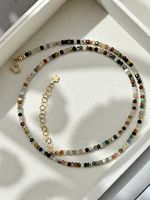 Collier de perles en tourmaline colorée en pierre naturelle de qualité supérieure, pendentif en cristal, bijou délicat en pierres précieuses pour femme
