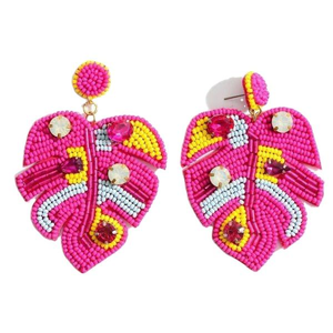 Pendientes de cuentas de semillas Pendientes hechos a mano bordados con forma de gota multicolor de la India Joyería de moda para mujeres y niñas - Product Image 6