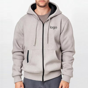 Sweat à capuche zippé pour homme, couleur personnalisée, hiver, poches, polyester/coton de haute qualité, tissu épais 360g, personnalisable - Product Image 3
