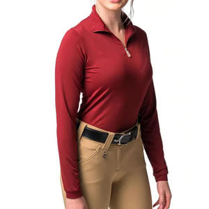 Ropa de equitación para mujer al aire libre de manga larga con cremallera Capa base Ropa ecuestre Camisa de espectáculo de equitación de encaje - Product Image 1