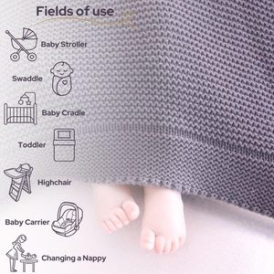 ผ้าห่มเด็ก Alina-80x100ซม. (100% ผ้าฝ้ายอินทรีย์-380gr) ถ่าน - Product Image 2