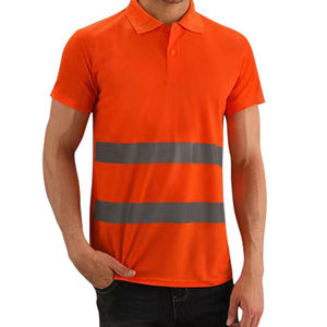 Polo décontracté en coton grande taille pour hommes nouveau design à manches courtes réfléchissant sécurité construction imprimé rayé tricoté - Product Image 5