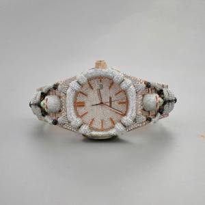 Montre mécanique automatique de luxe Hip Hop pour homme, avec cadran en acier inoxydable, certifiée IGI, moissanite VVS, par RB Gems - Product Image 6