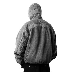 Venta al por mayor de la gota del hombro del Vintage suéter con capucha en blanco de lavado ácido de los hombres de impresión personalizada de cara completa con cremallera sudaderas con capucha 2026 - Product Image 4